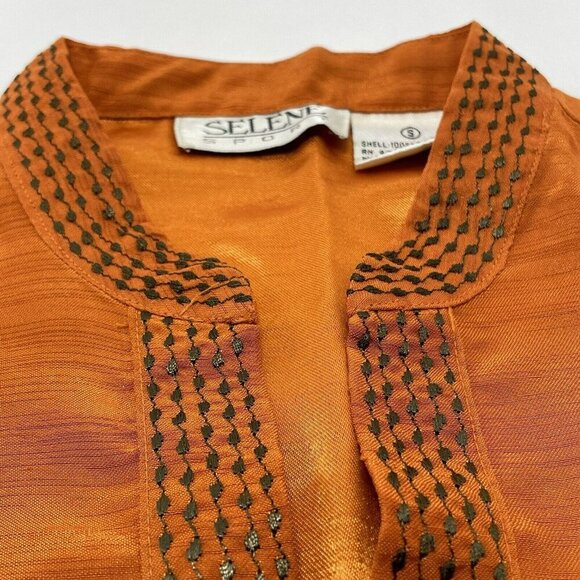 Selene Blouse Sleeveless Women Size S Vneck Embroidery Retro Elegant Casual Work - Picture 6 of 10